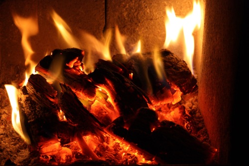 Burning-wood-in-fireplace